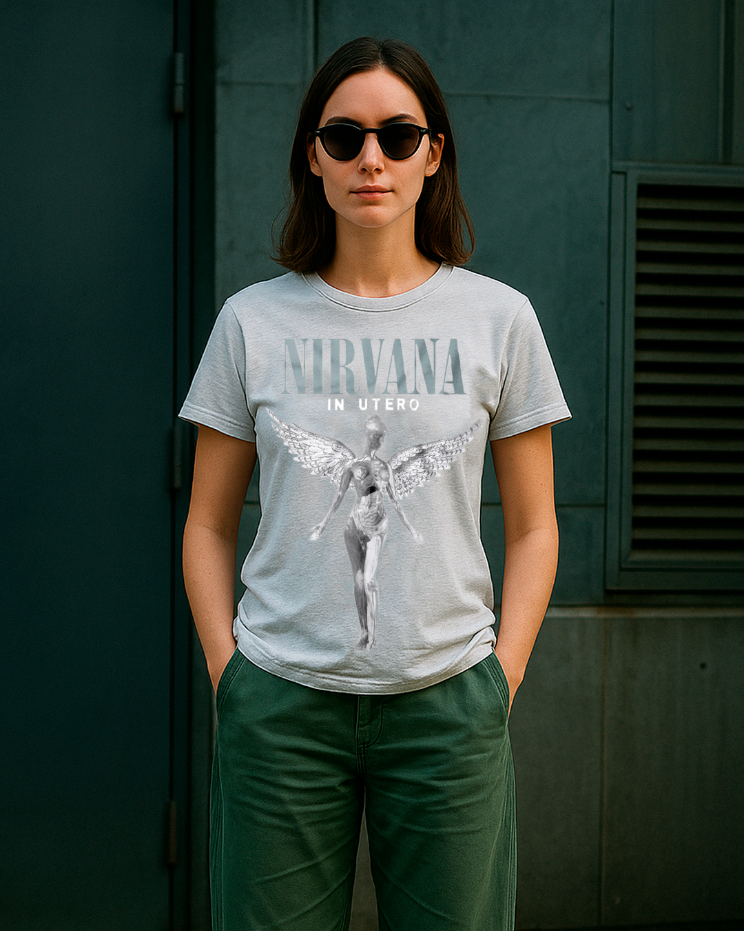 PLAYERA NIRVANA ANGEL GRIS
