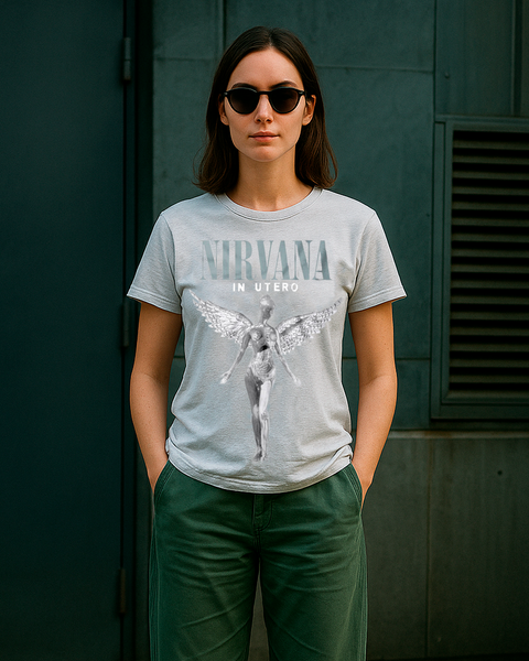 PLAYERA NIRVANA ANGEL GRIS